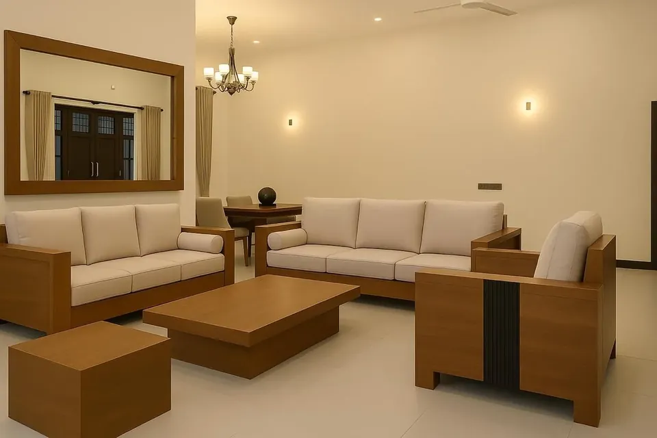 Living and dining room in a private house built by Bliss in Jaffna